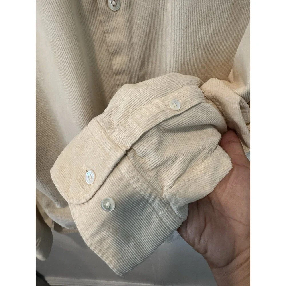NN07 Errico Pocket 5120 Men’s XXL Cream Corduroy Button Down Shirt Cotton Blend